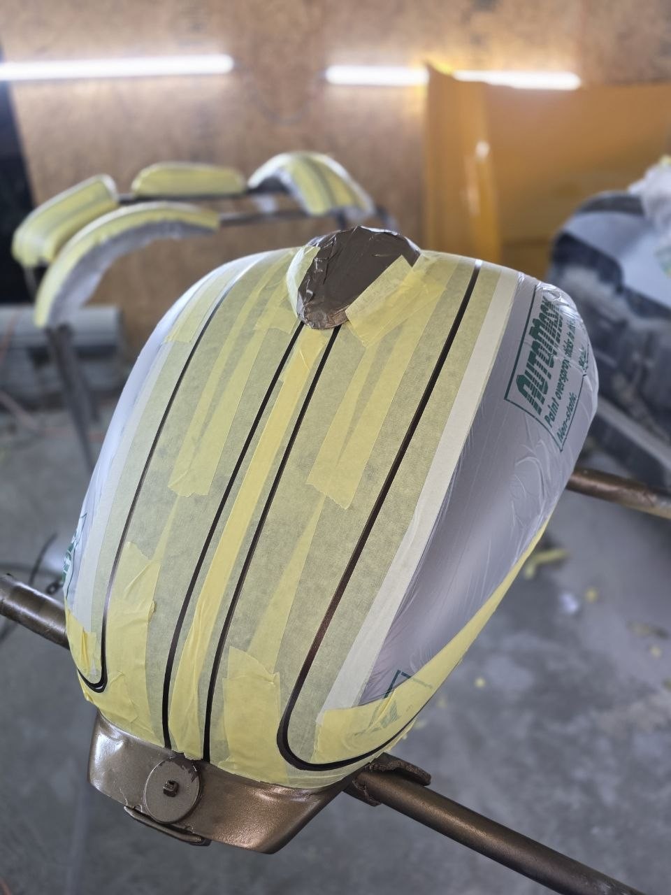 Tank masked for the stripe layout