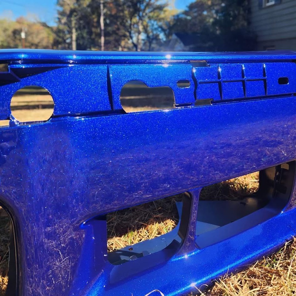 Blue paint detail in sunlight