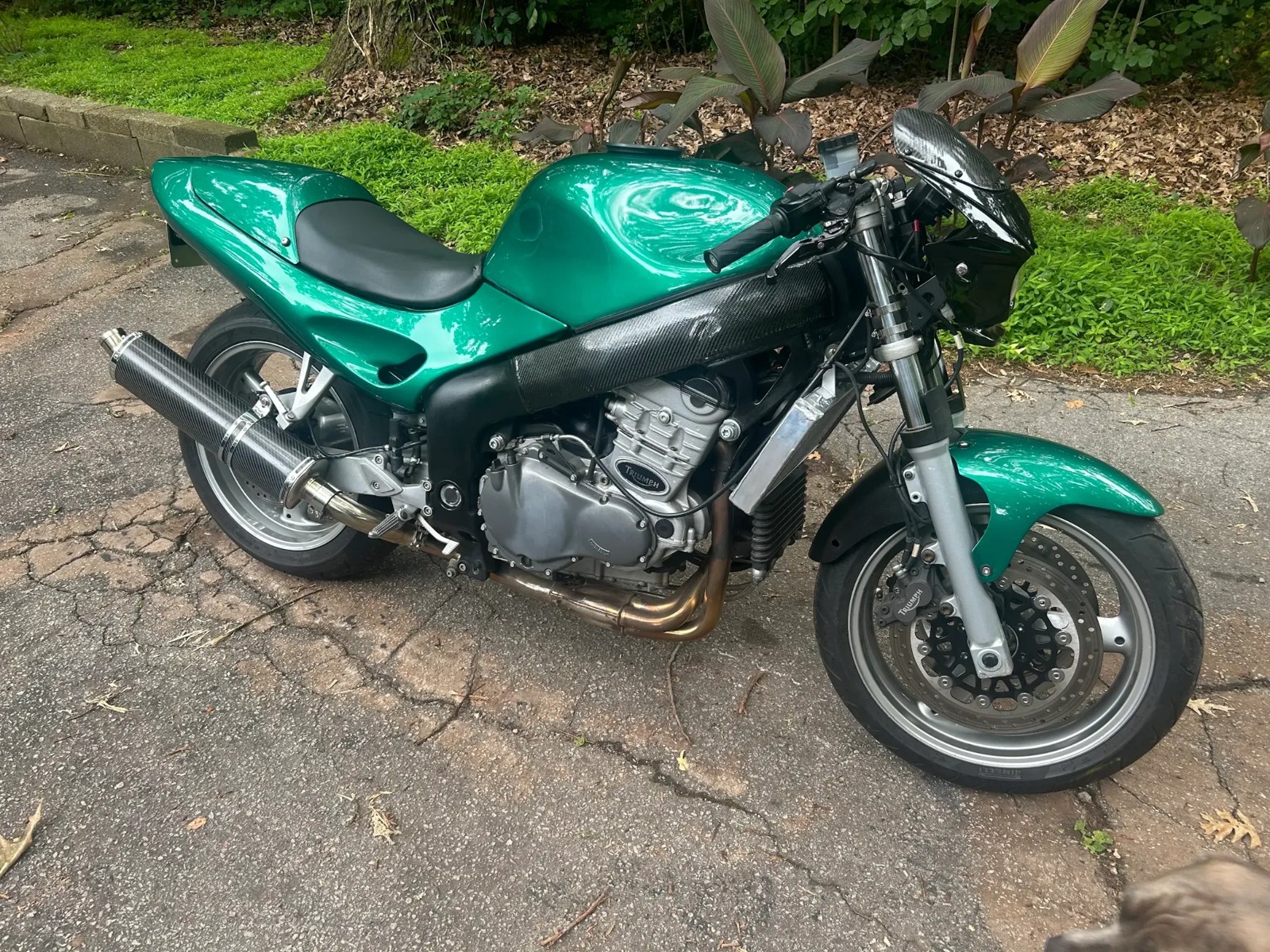Finished green motorcycle outdoors
